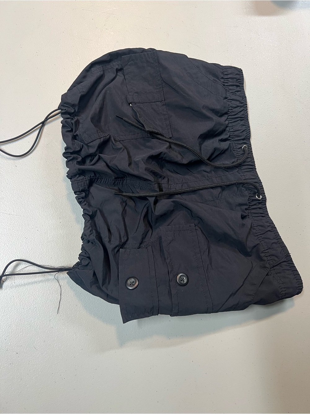Refuge Women’s Large Black Parachute Utility Cargo Mini Skirt Drawstring